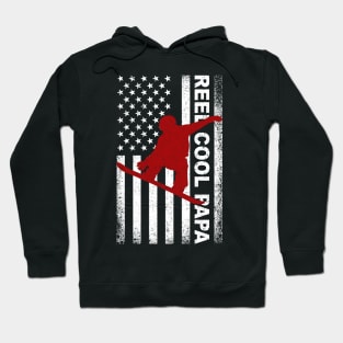 Reel Cool Papa Snowboarding American Flag Hoodie